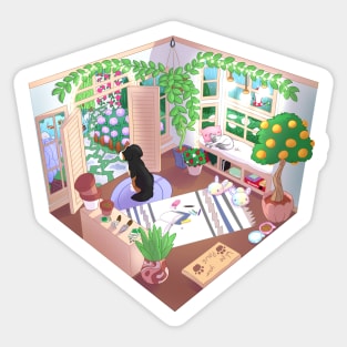 LoFi Rainy Day Sunroom Sticker